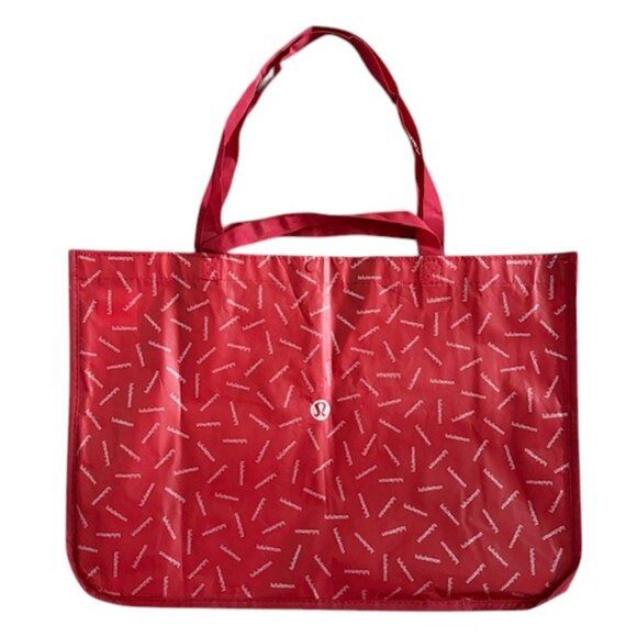 LULULEMON Extra Large Red Reusable Shopping Tote Bag XL - Picture 3 of 11